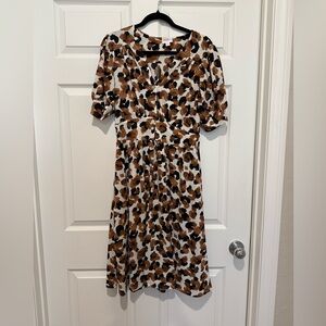 LuLaRoe Skyler Brown and Black Animal Print Midi Dress
